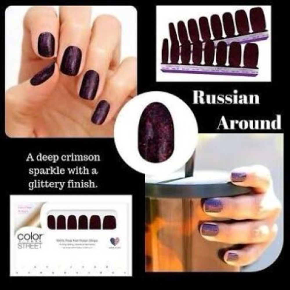 Color Street Glittery Nail Strips in Deep Burgundy